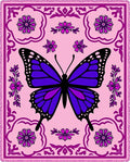 Vibrant Purple Butterfly Floral Border Rug