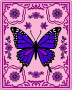 Vibrant Purple Butterfly Floral Border Rug