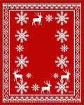 Red White Snowflake Deer Border Rug