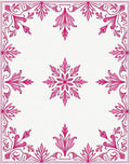 Ornate Pink Floral Medallion Border Rug