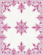 Ornate Pink Floral Medallion Border Rug