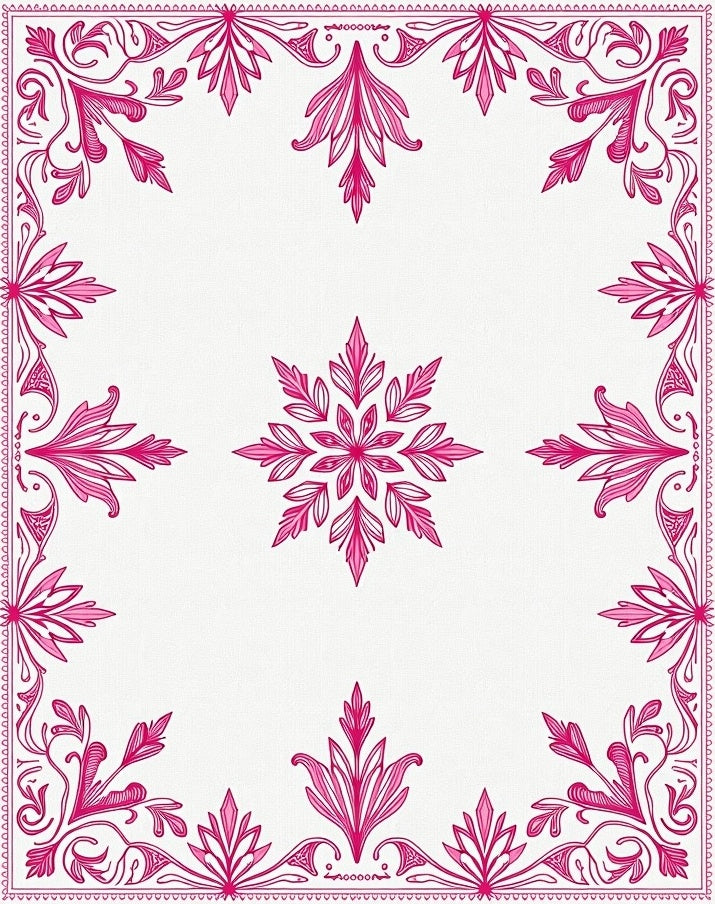 Ornate Pink Floral Medallion Border Rug