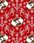 Traditional Red White Holly Berry Birds Rug