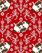 Traditional Red White Holly Berry Birds Rug