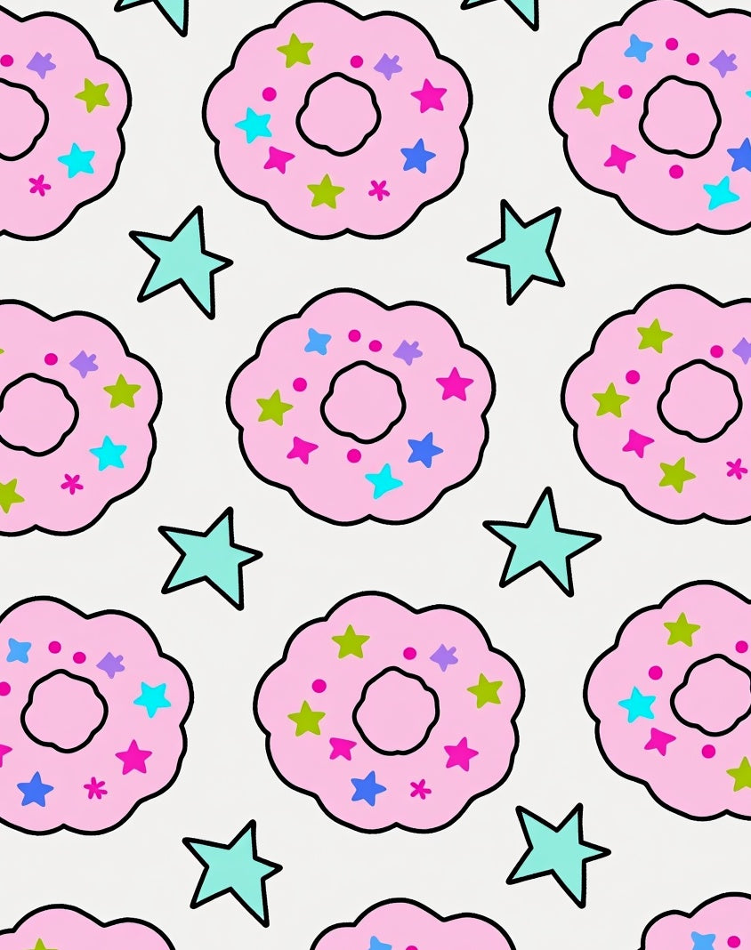 Pink Donut and Star Celebration Rug