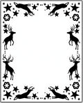 Black Deer and Star Border Rug
