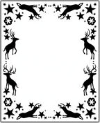 Black Deer and Star Border Rug