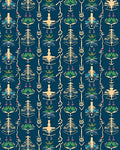 Deep Blue Botanical Figurine Rug