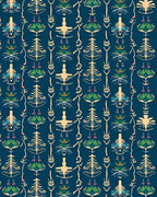Deep Blue Botanical Figurine Rug