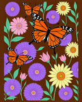 Orange Monarch Butterflies and Flowers Rug