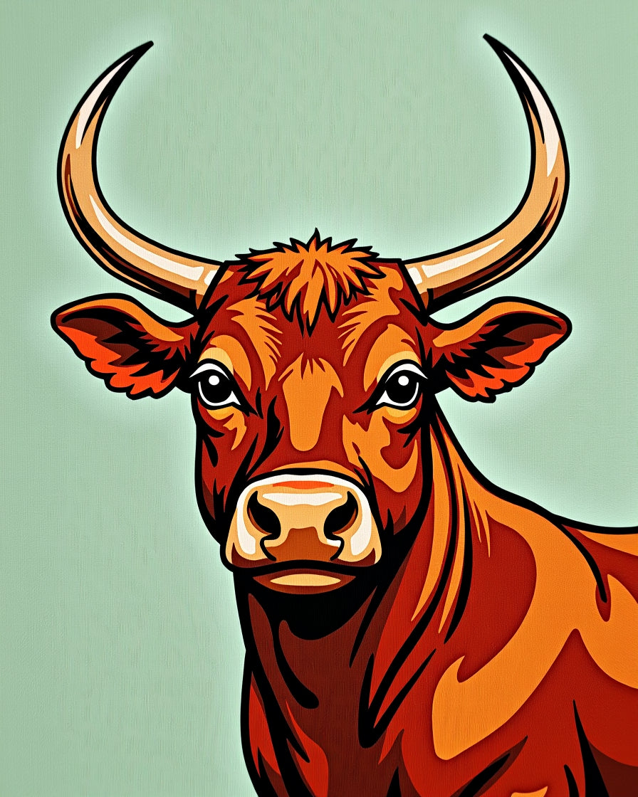 Bold Red Bull Face Rug