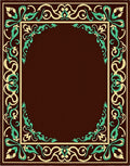 Rich Brown Floral Scroll Frame Rug