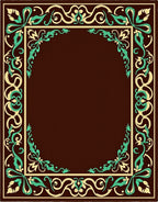 Rich Brown Floral Scroll Frame Rug