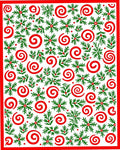 Red Green Swirl Pine Sprig Cluster Rug