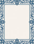 Ornate Deep Blue Floral Scroll Frame Rug