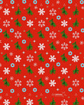 Red Festive Trees Snowflakes Garland Rug