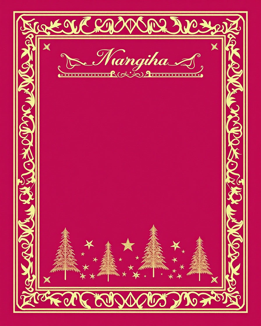 Ornate Crimson Trees and Stars Rug