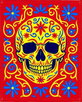 Vibrant Yellow Skull Floral Garland Rug