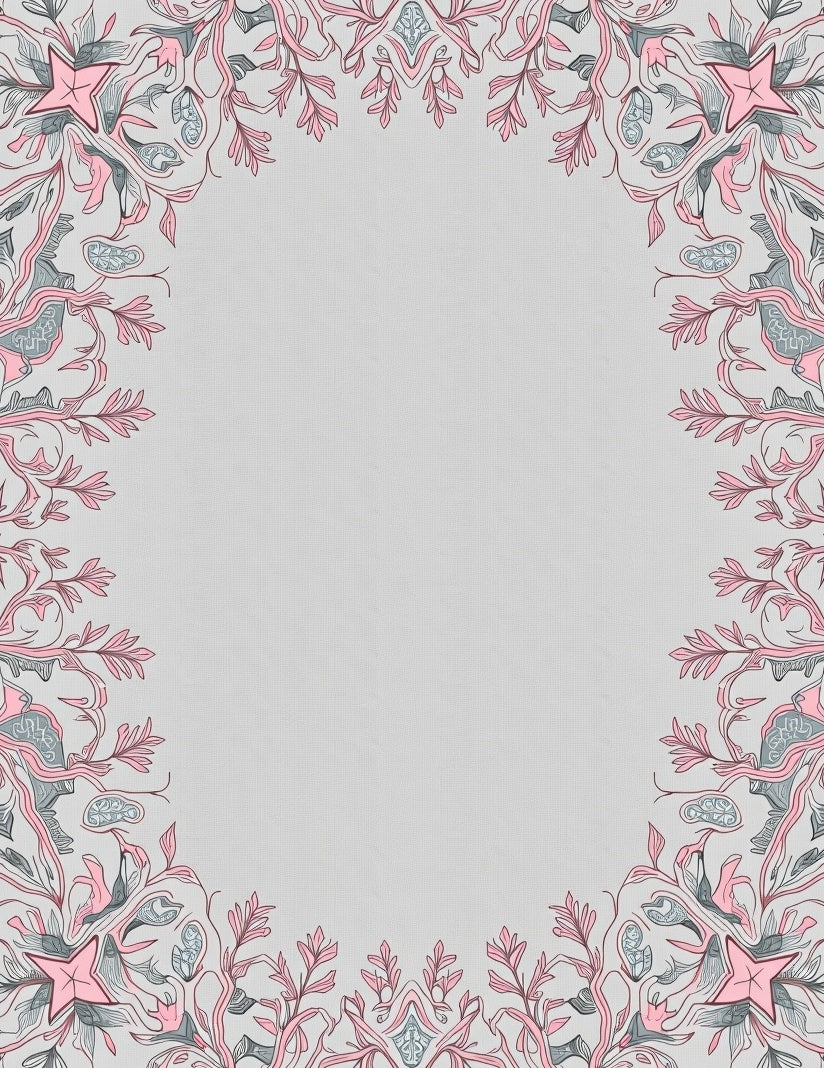 Pale Pink Abstract Floral Medallion Rug