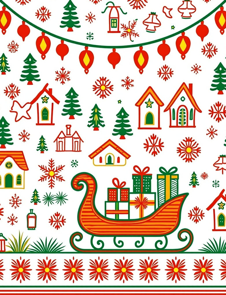 Holiday Village Sleigh Gifts Garland Rug