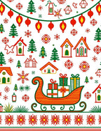 Holiday Village Sleigh Gifts Garland Rug