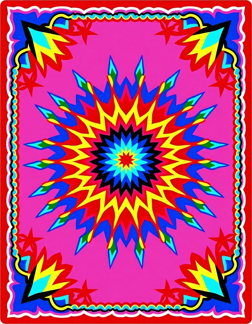Exploding Starburst Pink Geometric Rug