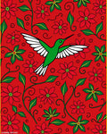 Crimson Hummingbird Floral Garden Rug