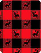 Red Black Buffalo Check Deer Rug