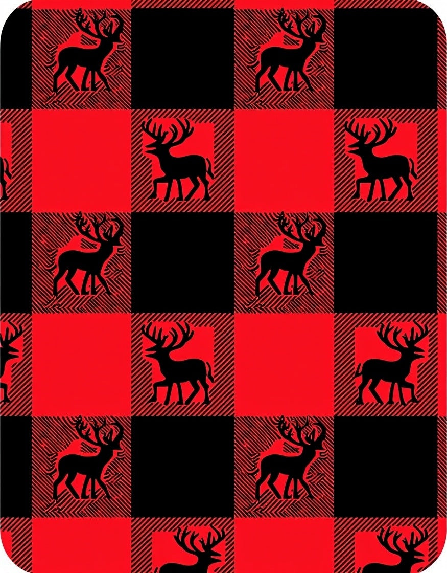 Red Black Buffalo Check Deer Rug