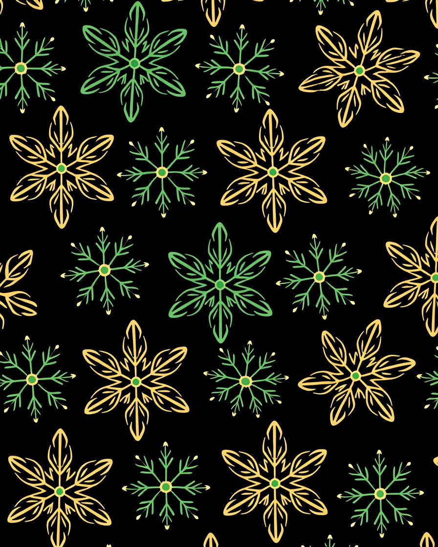 Yellow Green Snowflake Repeating Pattern Rug