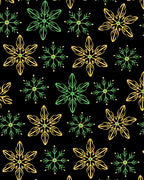 Yellow Green Snowflake Repeating Pattern Rug