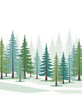 Misty Forest Evergreen Trees Rug