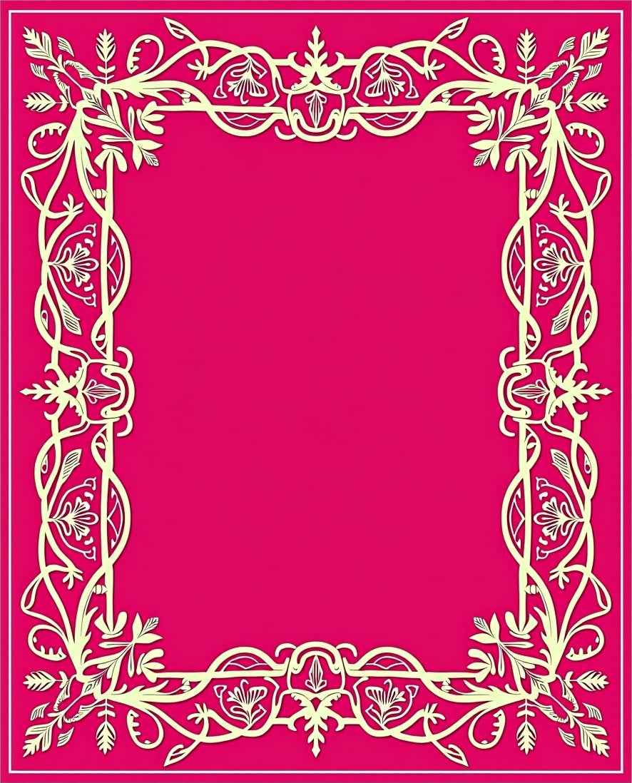 Baroque Ivory Floral Frame Rug