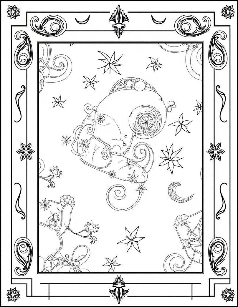 Celestial Floral Swirl Starry Night Rug