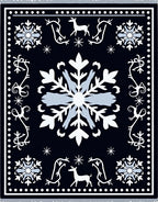 Winter Navy Snowflake And Deer Rug
