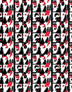 Black Red Forest Fauna Collection Rug
