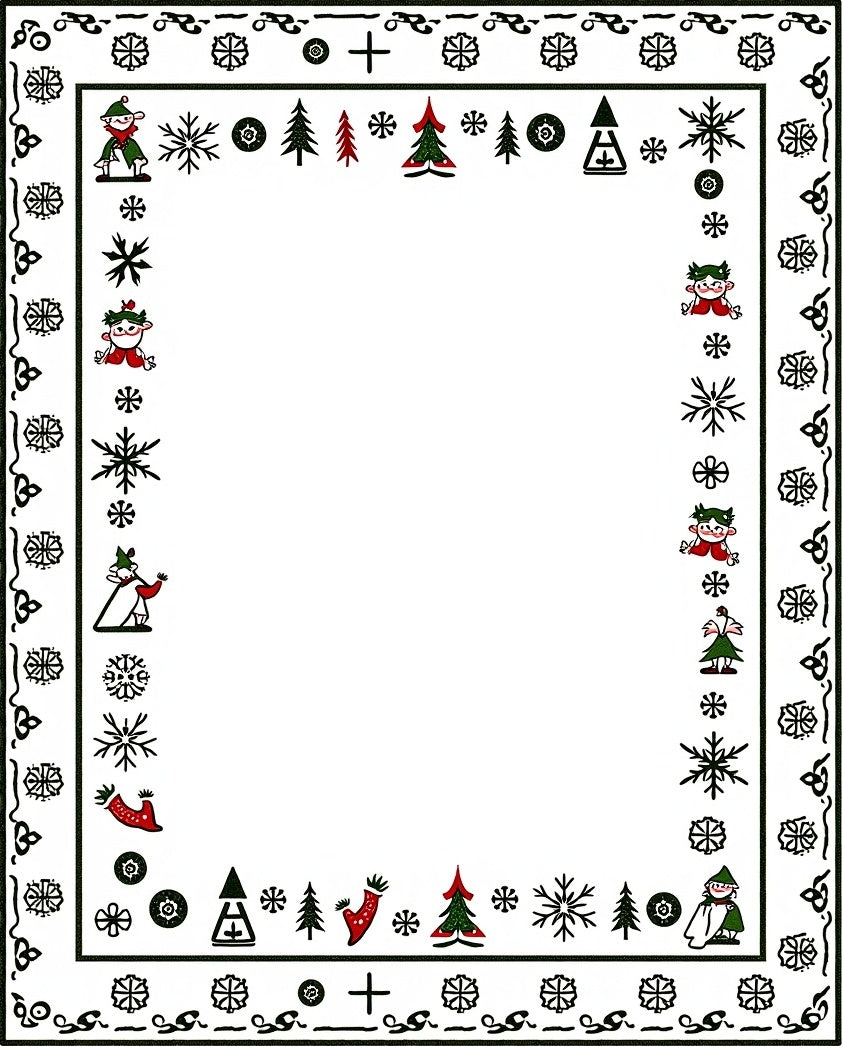 Festive Children Snowflakes Holly Christmas Trees Rug