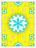 Bright Yellow and Teal Starburst Medallion Rug