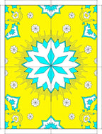Bright Yellow and Teal Starburst Medallion Rug