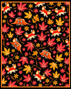 Vibrant Autumn Leaves Fox Floral Rug