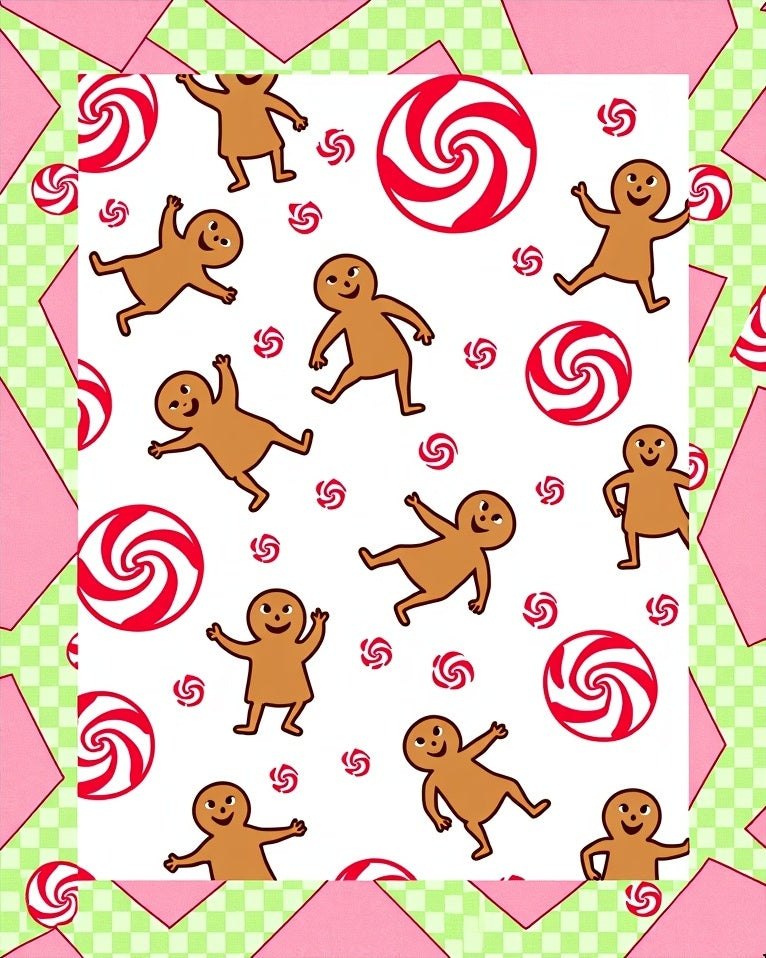 Gingerbread Man Peppermint Swirl Candy Rug