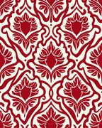 Crimson Floral Damask Medallion Rug