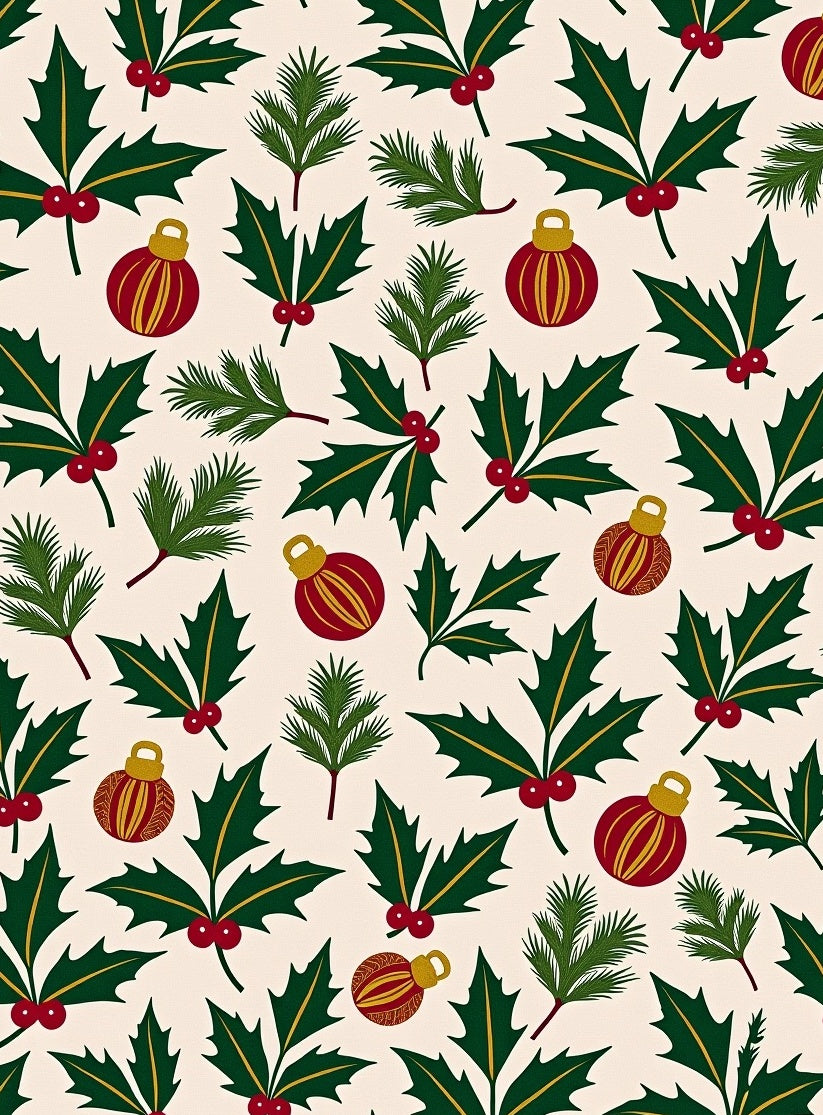 Merry Holly Berry Christmas Ornament Rug