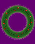 Green Pine Wreath with Red Berries Rug