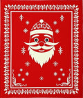 Crimson Santa Claus Snowflakes Festive Rug