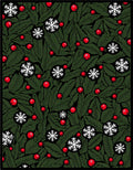 Festive Green Holly Snowflake Berry Rug