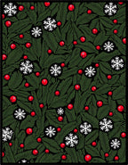 Festive Green Holly Snowflake Berry Rug
