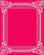Vivid Magenta Floral Bordered Squares Rug