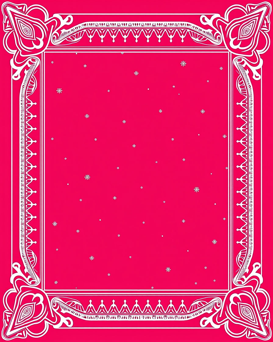 Vivid Magenta Floral Bordered Squares Rug