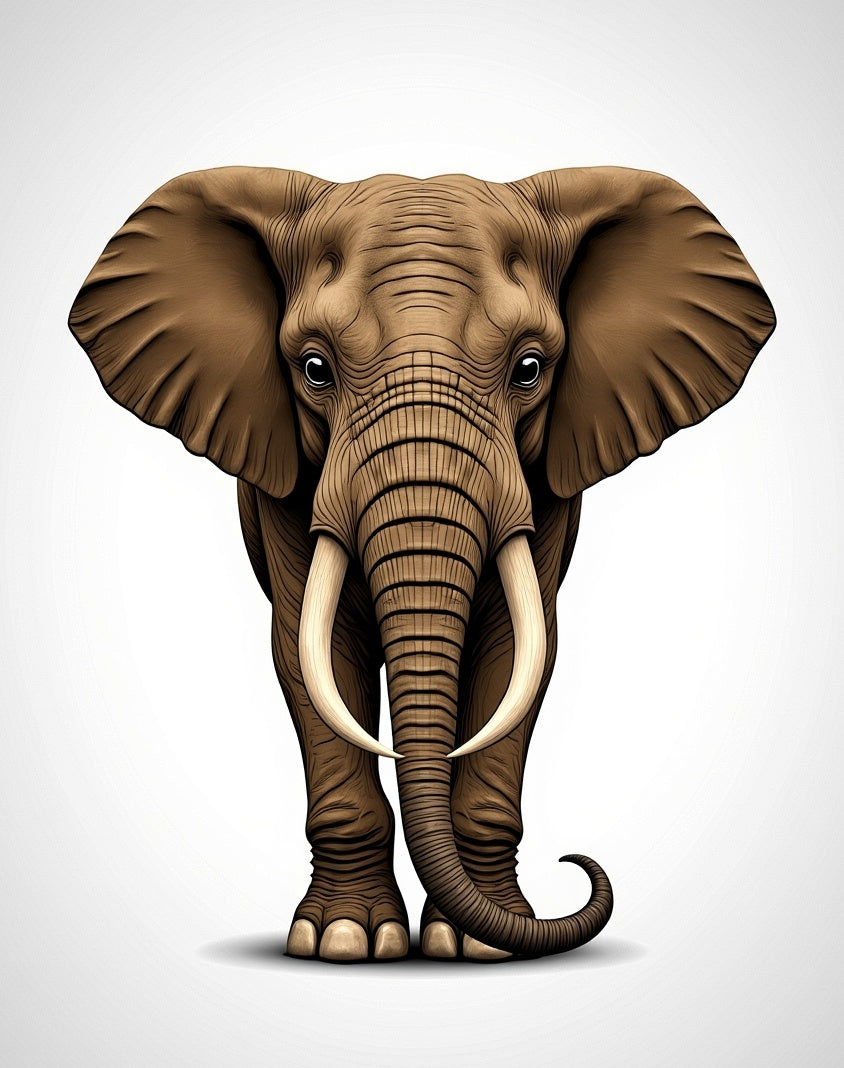 Majestic Brown Elephant Detailed Portrait Rug